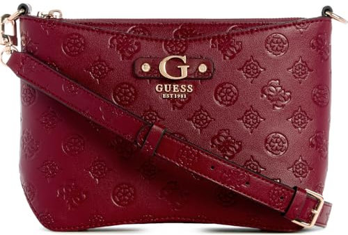 GUESS Damen Gerty Crossbody Top Zip Umhängetasche, Claret