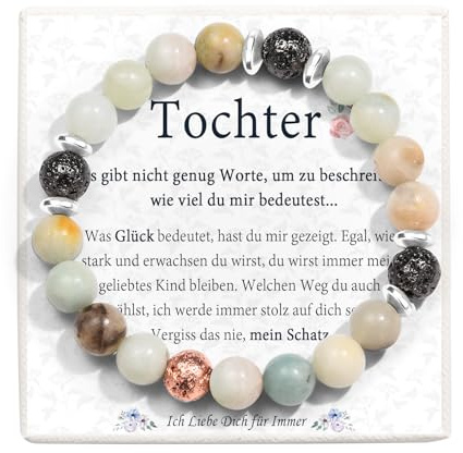 FAOMZQ Perlen Armband für Tochter Oma, Amazonit Armband für Oma Tochter, Geschenke für Oma Tochter zum Geburtstag Weihnachten Abschluss Firmung Kommunion Jugendweihe Muttertag