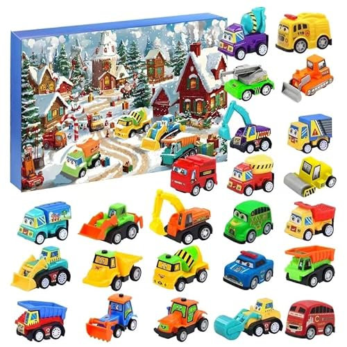 Adventskalender Auto Kinder 2024, Adventskalender 2024 Kinder Jungen Spielzeug ab 3 4 5 6 7 8 9 Jahre Weihnachtskalender Kinder Weihnachten Geschenk, Adventskalender für Kinder ab 3 Jahre