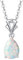FANCIME Solide 14 Karat 585 Weiß Gold Tropfen Anhänger mit Synthetisch Opal aus 925 Sterling Silber Kette Minimalist Halskette Schmuck für Damen Mädchen mit Geschenk Box - Kettenlänge: 40 + 5 cm