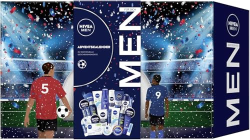 NIVEA Adventskalender 2024 Männer Beauty Wert 200 € NEU,- 24 Pflege Beauty Kosmetik Advent Kalender für den Mann, Weihnachtskalender Herren, inkl. JUNG Cosmo Spray 100ml