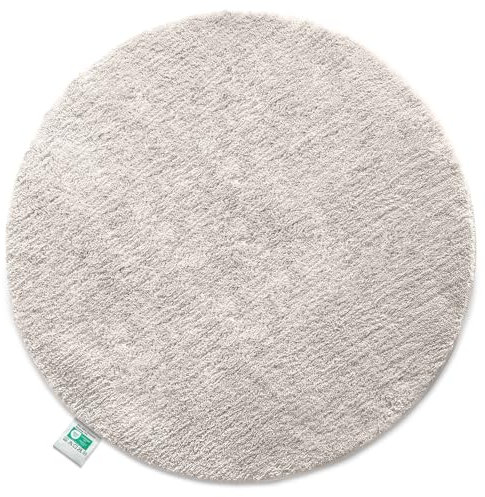 Floordirekt Badematte Sky, Badteppich in Rund, Dichtes, Flauschiges Wohlgefühl für Ihr Zuhause, Badvorleger rutschfest waschbar, schadstoffgeprüft (Ivory, 120 cm (Rund))