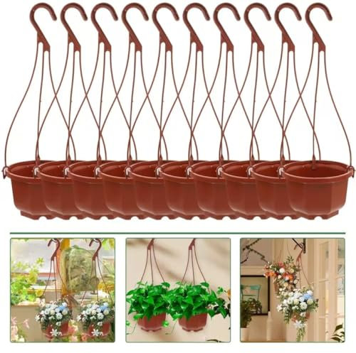 KYUQY Macetas colgantes de plástico, macetas colgantes de 10.6 pulgadas, macetas colgantes de pared, macetas colgantes para guardería, macetas colgantes para orquídeas para decoración de jardín