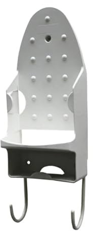 HEINDKPW Ironing Board Holder Wall Ironing Board Er With Hooks Iron And Ironing Board Storage For Household Door Ironing Caddy Door Wall Mounted Iron Holder For Laundry Room(White)