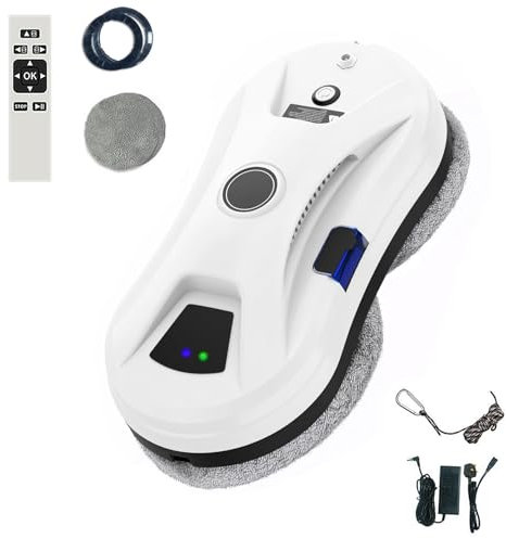 ANGDI Robot Limpiacristales, Robot Limpiacristales Inteligente, Robot Limpiacristales Avanzado de 2800 Pa con Control Remoto, para Vidrios y Azulejos en Interiores y Exteriores