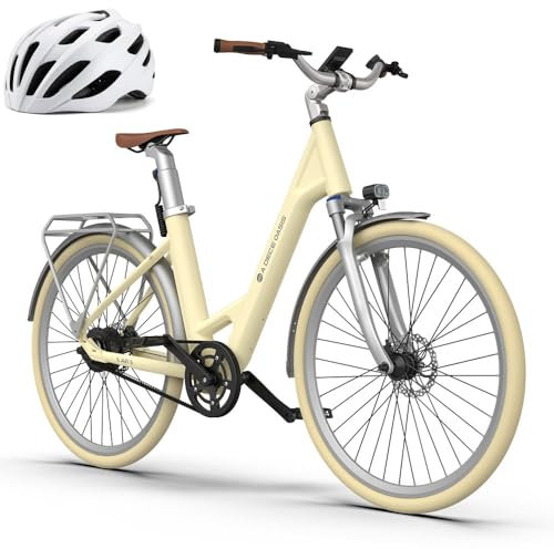 A Dece Oasis ADO E-Bike Air 28 Elektrofahrrad,Pedelec Riemenantrieb,28 Zoll,Momenten-Sensor, 1 Gang, Heckmotor, 345,00 Wh Akku, ebike Damen/Herren,Gepäckträger,Lampe (Gelb)