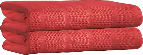 Erwin Müller Sommerdecke, leichte Baumwolldecke, Häkeldecke 2er-Pack Trient rot Größe 150x200 cm - luftig leicht, weiche Qualität, pflegeleicht