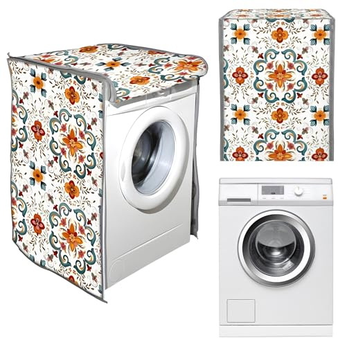 Washing Machine Cover and Dryer Cover for Indoor, Waterproof Washing Machine Cover, Waterproof Cover with Zip, Dust Cover, Indoor Washing Machine Cover 60 x 60 x 80 cm