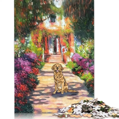 Puzzles 1000 Pieces Jigsaws Dog Monet Garden Flower Jigsaw Puzzles for Adults Paper Creative Puzzles Jigsaw Puzzles for Teenagers Gifts 38x26cm/1000pcs