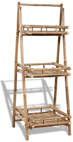 INLIFE Étagère à Plantes Pliable 3 Niveaux Bambou