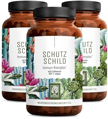 NATURTREU® Immunsystem-Komplex - 500mg Echinacea mit Vitamin C Zink Selen | L-Histidin und Kalmegh - Immunsystem stärken * vegan & ohne Zusätze - 360 Echinacea Purpurea Kapseln für 180 Tage