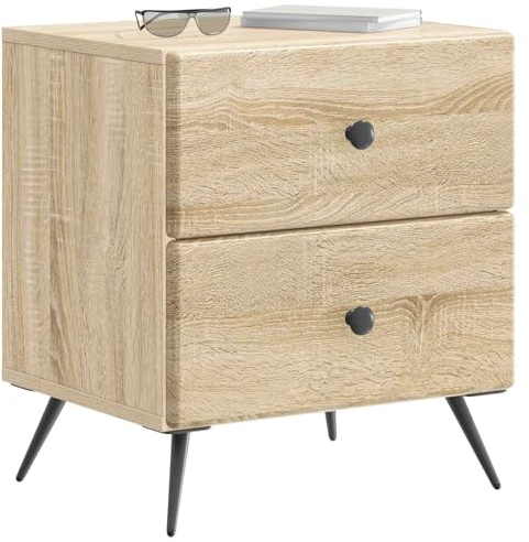 vidaXL Nachttisch Sonoma-Eiche 43 x 34,5 x 47,5 cm Holzwerkstoff, Geräumiger Nachttisch, rechteckiger Beistelltisch, modernes Schlafzimmermöbel, praktische Ablageflächen, Akzente im Raum