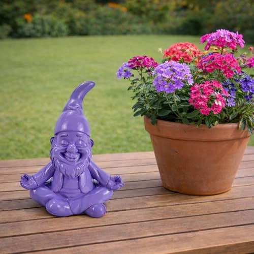 Online Fuchs Gartenfiguren für draußen - lustige Yoga Gartenzwerge, Wichtel - Deko Figuren wetterfest - 16 cm groß (Flieder)