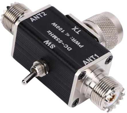 Hyuduo 2 Way Coaxial Antenna Switch, Aluminum Alloy, 100W Power, For Ham Radio and CB Antennas
