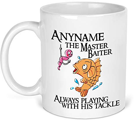 The T Bird Master Baiter Mug Funny Fishing Joke Playing with Tackle Gift for Him Fishing Gift Fisherman
