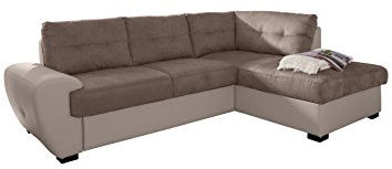 Cotta 2-Otm Ecksofa, Sitz+Rücken Strukturgewebe soft, 100% Korpus Kunstleder PU, 64% Polyurethan, 25% Polyester, 11% Baumwolle, 174 x 244 x 88 cm, taupe/hell beige