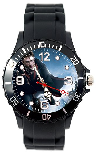 TAPORT® Unisex Uhr Analog Quarzwerk mit Silikon Armband Harry Potter Schwarz Rund