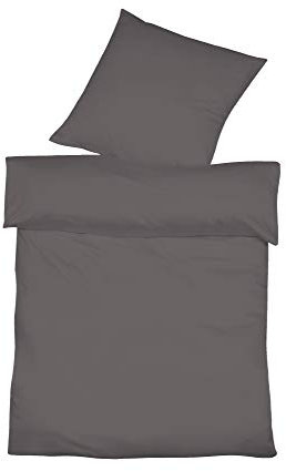 fleuresse Halbleinen Bettwäsche Provence Schiefer, 1 Bettbezug 155 x 220 cm + 1 Kissenbezug 80 x 80 cm