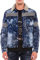 Cipo & Baxx Herren Jeansjacke CJ245 Blau – Stylische Denim Jacke im Used-Look mit Kunstfellkragen & Zierdetails – Modische Übergangsjacke für Alltag, Freizeit & Party – CJ245 Blau XXL