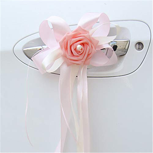 RAILONCH 10 Noeuds Papillons Voiture Décoration Mariage Fleur Simulation Satin Une Variété Couleurs (Rose)