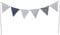 PREMYO Wimpelkette Kinderzimmer Jungen Stoff - 6 Wimpel Girlande Bunt Beidseitig - Babyzimmer Deko Grau Blau