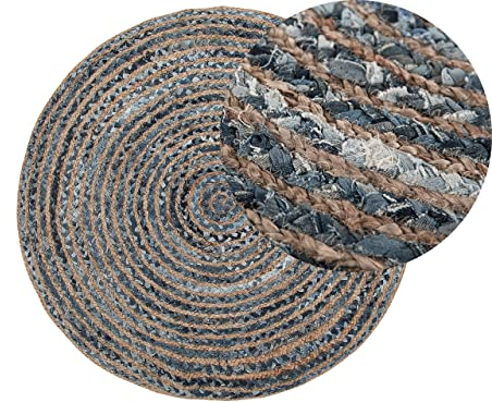 Beliani Teppich Jute grau/beige orientalisch ø 120 cm Maslak