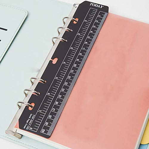 A5 Lesezeichen 6 Löcher A5: Lineal/Lesezeichen in Schwarz Flexibel 22cm*4.5cm