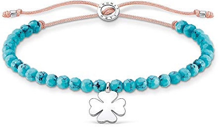 Thomas Sabo Armband türkise Perlen mit Kleeblatt 925 Sterling Silber A1983-905-17-L20V