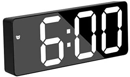 Alarm TSV Clock Mirror LED Display Digital Clock with Temperature, Snooze, Adjustable Brightness,Date Calendar,USB Port Night Light