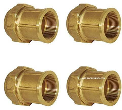 Suinga Confezione da 4 manicotti per collegamento femmina in ottone, 32 mm x 1 per tubi in polietilene da 32 mm x 1