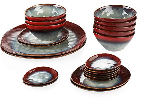 Kombiservice Steingut, vancasso 22 teiliges STARRY Servierplatten Geschirrset, Kombiservice Servier Set im Vintage Aussehen