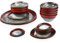 vancasso Starry rosso Servizi di piatti ovali, Set di stoviglie da 22 pezzi con 2 piatto da portata, 4 piatto da dessert, 8 ciotole, 8 piattini