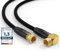 Antenna Satellitare Cavo 2m TV SAT HD 2X Connettori F 1x 90° Angolato Coassiale Connettore di Metallo Ultra HD 4K 3D UHD Satellitari | Nero | 2 Metri