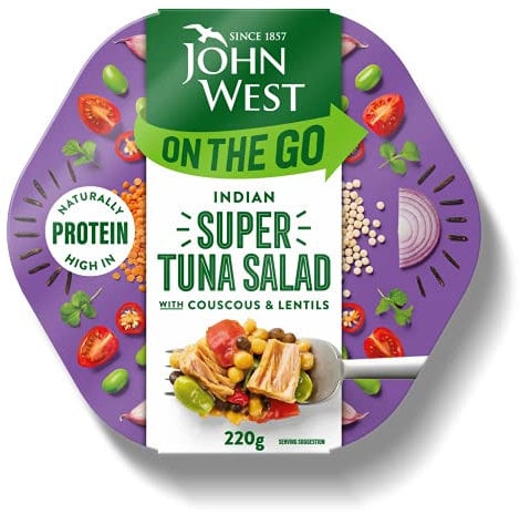 John West On The Go Indian Super Tuna Salad 220 g. Naturally high in Protein. Low in Saturated Fat