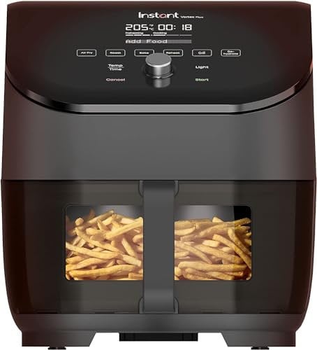 Instant Vortex Plus mit ClearCook - 5.7L Digitale Heißluftfritteuse, Schwarz, 6-in-1 Smart-Programme - Frittieren, Backen, Braten, Grillen, Dehydrieren, Aufwärmen, Großes Fassungsvermögen -1700W