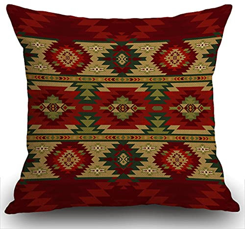 Smooffly Kissenbezug, 45 x 45 cm, geometrisches Muster, amerikanischer Südwest-Druck, dekorativer Outdoor-Kissen, Couch, Sofakissenbezug, 45 x 45 cm
