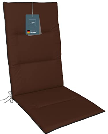 LILENO HOME Gartenstuhl Auflagen als [1er Set - Hochlehner] in Braun + Keder Grau - Bequeme Liegen als Sitzauflagen für Gartenmöbel - Stuhlkissen für Gartenstühle und Klappstühle
