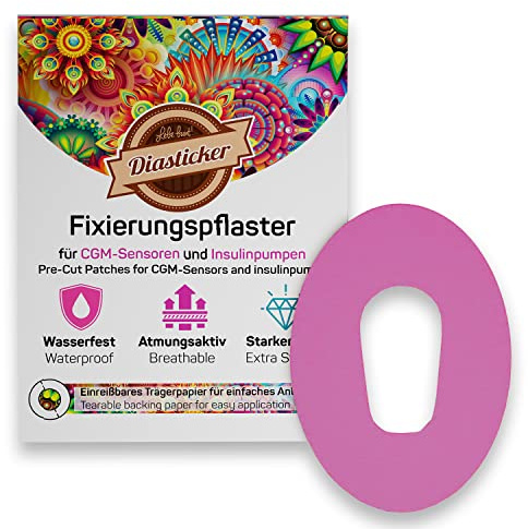 Diasticker - Dexcom G6 Plaster (10 Stück, Pink) - Wasserfest - Hautfreundlich - Atmungsaktiv - Starker Halt - Selbstklebende Fixierpflaster, Sensor-Fixierung