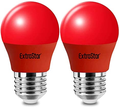 EXTRASTAR E27 LED Light Bulb Red, 4W Edison Screw G45 Bulb, 180° Beam Angle Lightbulbs for Christmas Holiday Party, Non-Dimmable, Pack of 2