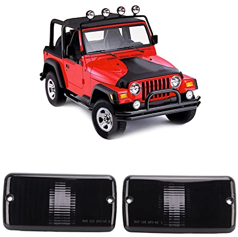 Qiilu Seitenmarkierungs Ecklichtabdeckung Parkblinker Lampengehäuse Lampenabdeckung der Vorderen Stoßstange 55055020AE Ersatz für TJ 1997 2006(Schwarz)