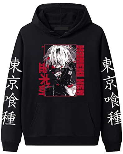 XINTAYEL Tokyo Ghoul Hoodie Kaneki Ken Bedrucktes Langarm-Sweatshirt Harajuku Lässiger Anime Cosplay Pullover Pullover für Damen Herren