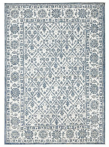 NORTHRUGS In- und Outdoor Teppich Curacao 160x230cm - Wendeteppich Wetterfest Modernes Grafisches Muster für Balkon Terrasse Garten Wintergarten Küche Wohnzimmerteppich Wasserfest in Ocean
