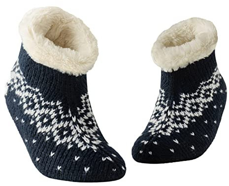 Vihir Hüttensocken Damen & Herren Winter, Rutschfeste Hausschuh Socken, Dicke Pantoffel Socken, Slipper Socken, Weiche Stoppersocken, Warme Hüttensocken Winter Weihnachtssocken Geschenk 1 Paar