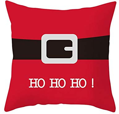 Kissenbezüge Herbst Winter, Kissen 40x40 Bezug Herbst Rot Schwarz Weiß Gürtelschnalle Ho Ho Ho! Home Dekorationen für Stuhl Auto Sofa