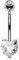 OUFER 14G Bauchnabelpiercing Titan 14 mm Stablänge Herz Piercing Bauchnabel Lang Kurz CZ Edelstein Kugeln Belly Button Piercing Navel Bars Silber 1.6mm Nabelring Frau Geschenk Schmuck