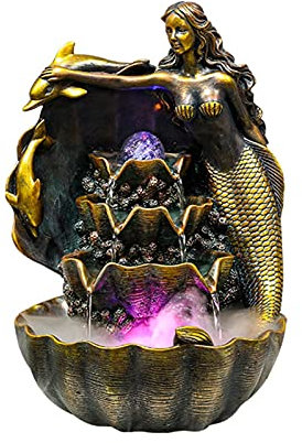 Fontaine d’Intérieur Décoration créative de la fontaine de la relaxation intérieure Decoration créative dans le salon Mermaid eau Fontaine Zen Méditation Intérieur de bureau Decor de bureau Fontaine d