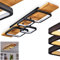 HOFSTEIN LED Deckenleuchte Pompu, dimmbare Deckenlampe aus Metall/Holz/Kunststoff in Schwarz/Natur/Weiß, moderne Leuchte über herkömmlichen Lichtschalter dimmbar, LED 36 Watt, 3000 Kelvin, 4200 Lumen