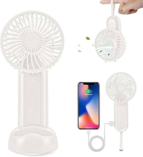 Kizozo USB Handventilator, USB Ventilator mini mit Powerbank 5000mAh, wiederaufladbar Ventilator klein, 4 Stufen Wind, 4-16 Stunden Kühlzeit für Büro, Reise, Outdoor