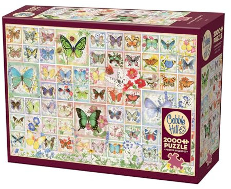 Cobble Hill 3849011 Schmetterlinge und Blüten Collage, 2000 Teile Puzzle inkl. Puzzleposter für Erwachsene und Kinder ab 12 Jahren, Puzzlecollage, Blumen, Falter
