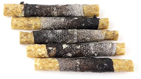 DOGBOSS 100% Natur gefüllte Kaurollen in verschiedenen Größen und Geschmack (5er Lachs 17 cm)